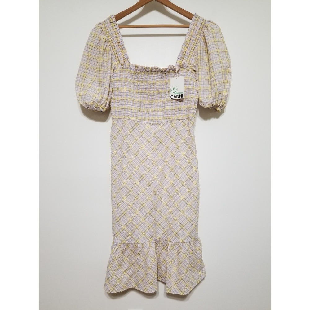 NWT GANNI Seersucker Check Midi Dress Multicolor Size EU 40/ US 8 $260 - Picture 7 of 16